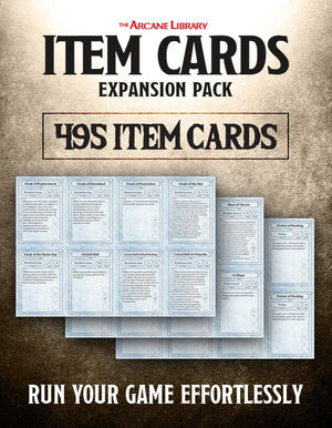 Item Cards Expansion Pack: 495 Pre-Filled Magic Items (5E - PDF)