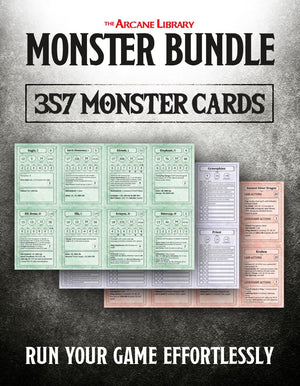 Monster Bundle: 357 Pre-Filled Monster Cards (5E - PDF)