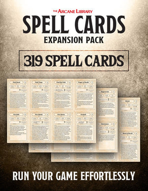 Spell Cards Expansion Pack: 319 Pre-Filled Spells (5E - PDF)