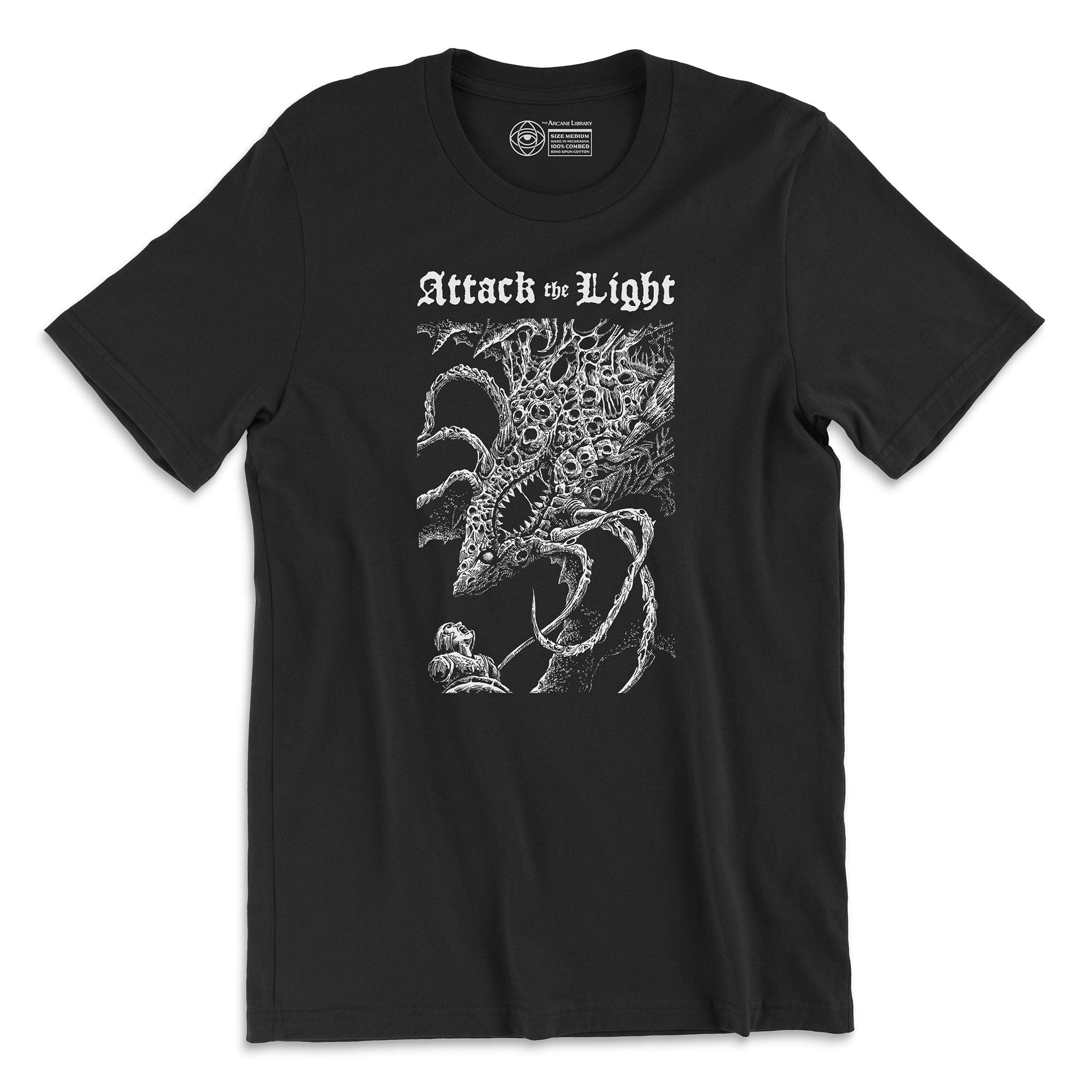 Shadowdark RPG Attack the Light T-Shirt - The Arcane Library