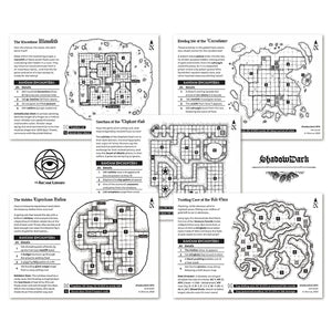Five Mini-Adventure Cards, Print + PDF (Shadowdark)