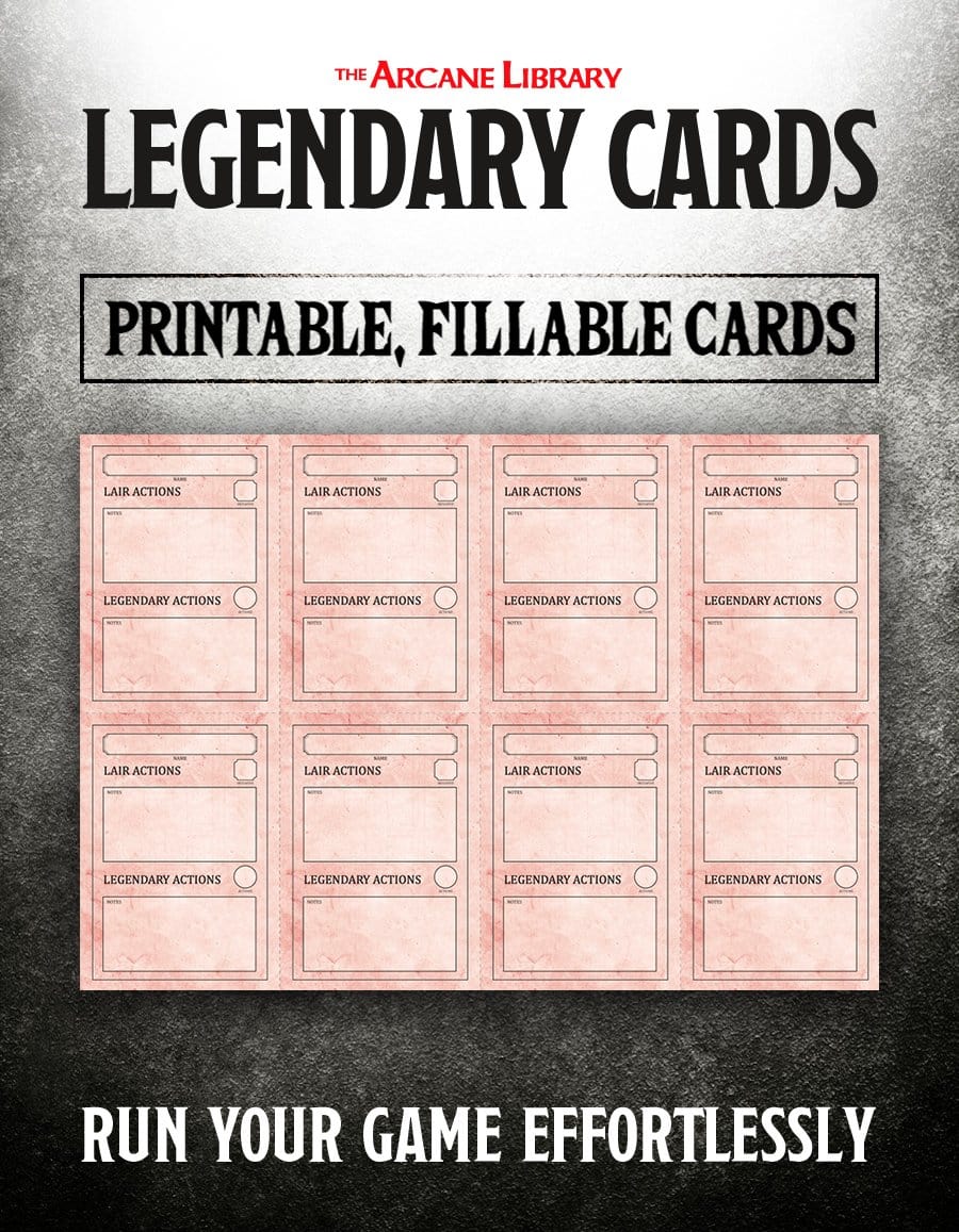 Fillable Legendary Cards (5E - PDF)