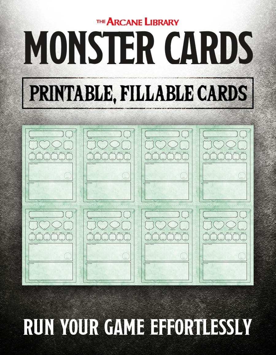 Fillable Monster Cards (5E - PDF)