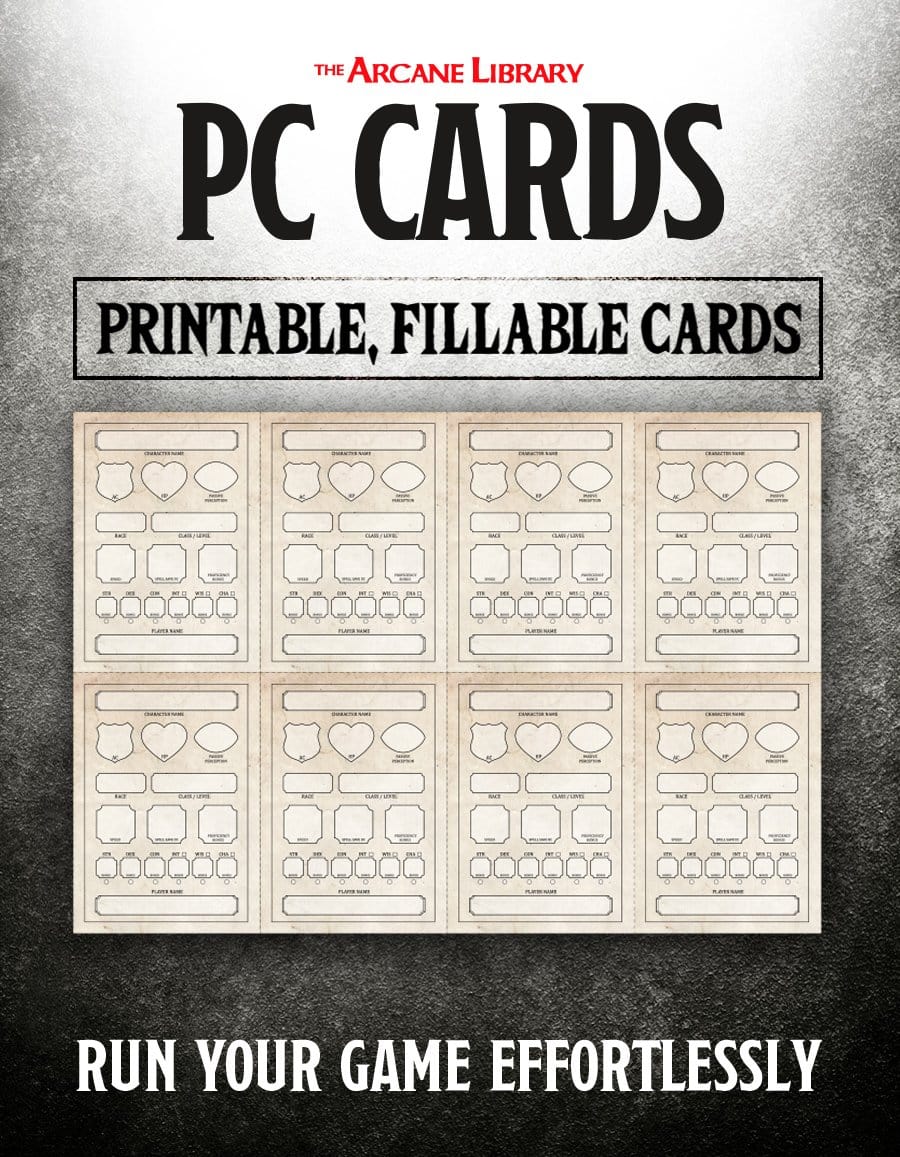 Fillable PC Cards (5E - PDF)