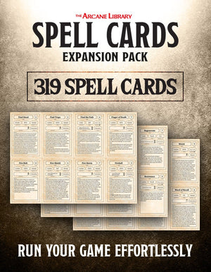 Spell Cards Expansion Pack: 319 Pre-Filled Spells (5E)