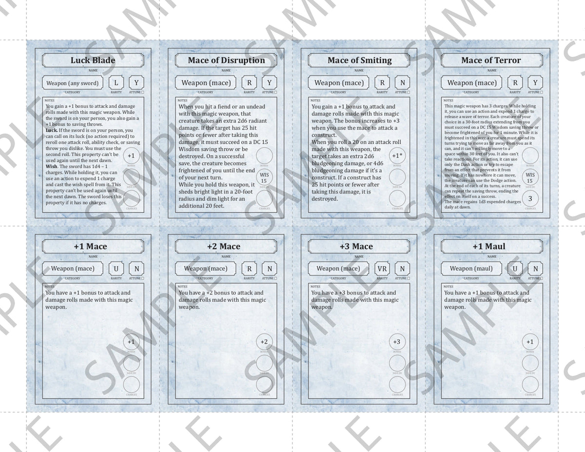 Item Cards Expansion Pack: 495 Pre-Filled Magic Items (5E - PDF)