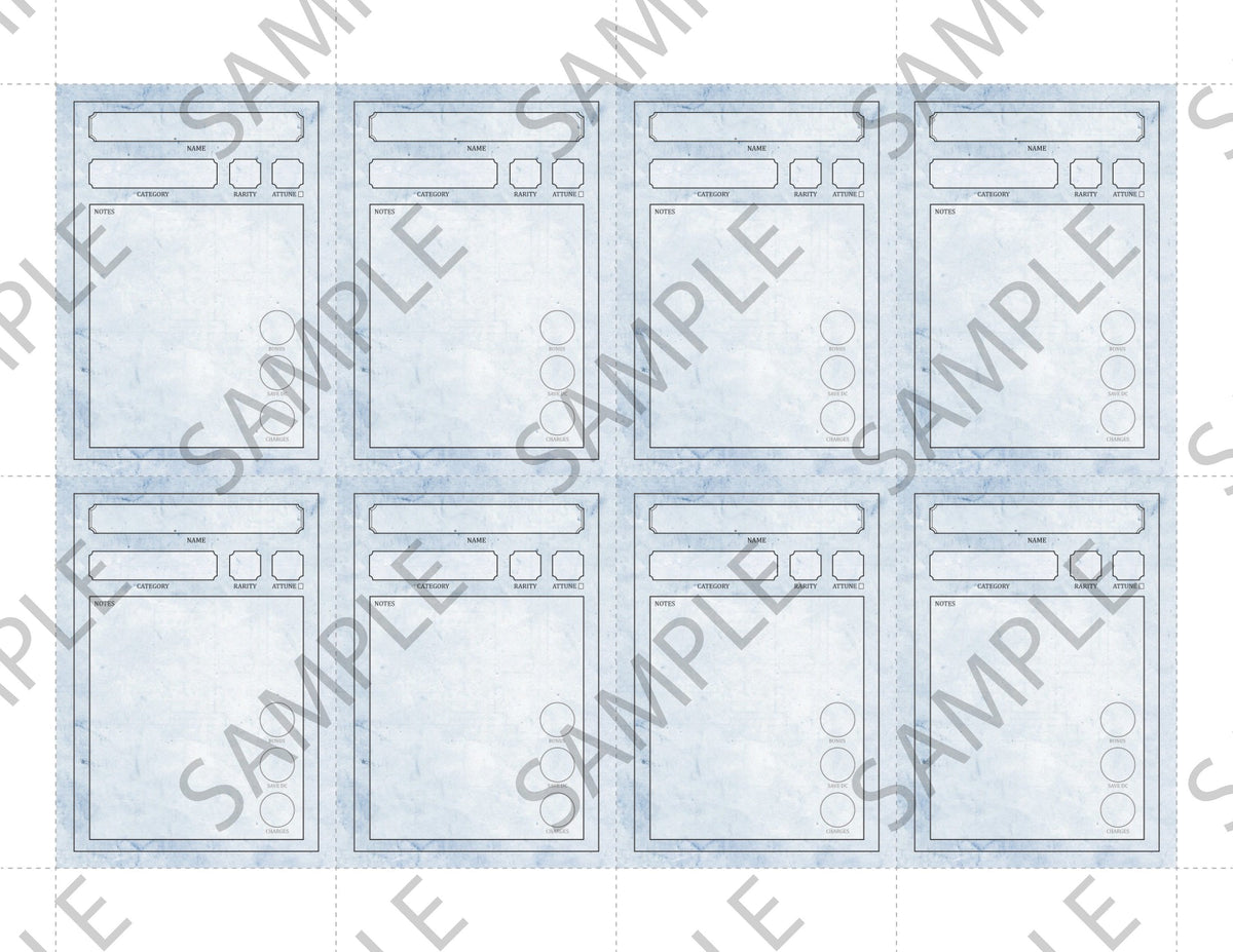 Fillable Item Cards (5E - PDF)