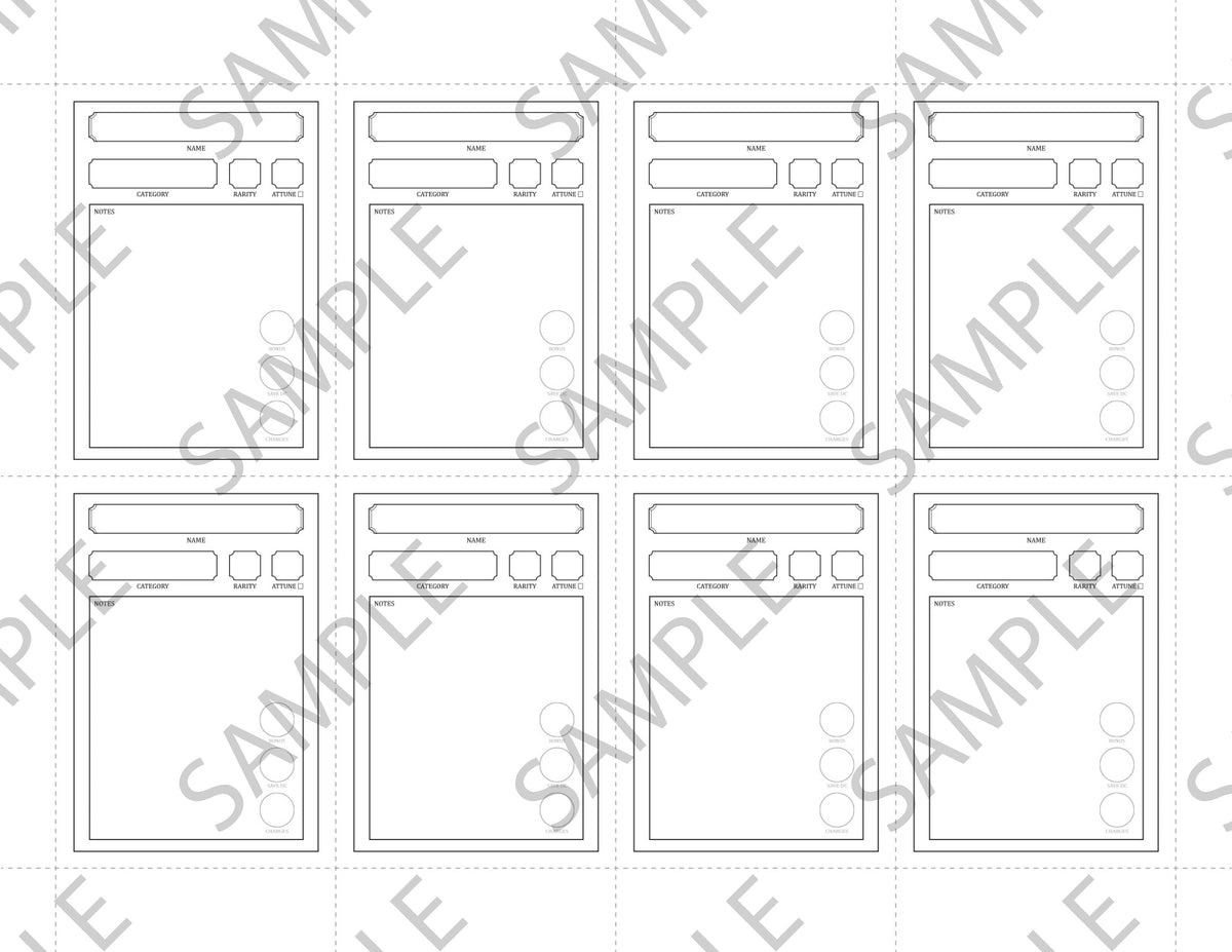 Fillable Item Cards (5E - PDF)