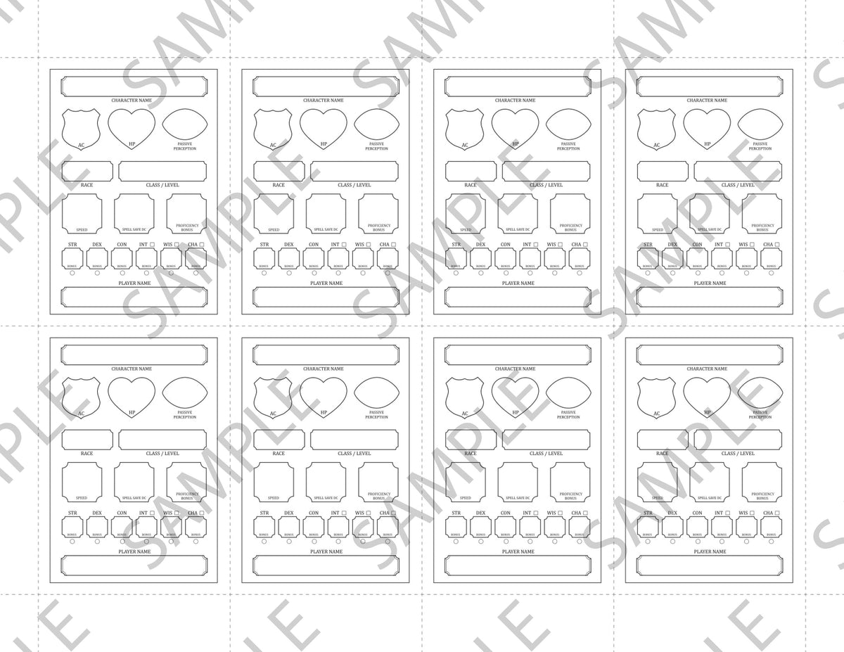 Fillable PC Cards (5E - PDF)