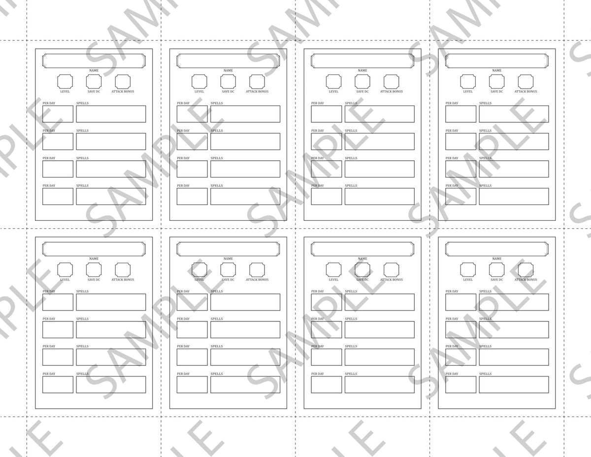 Fillable Spellcaster Cards 5E PDF The Arcane Library