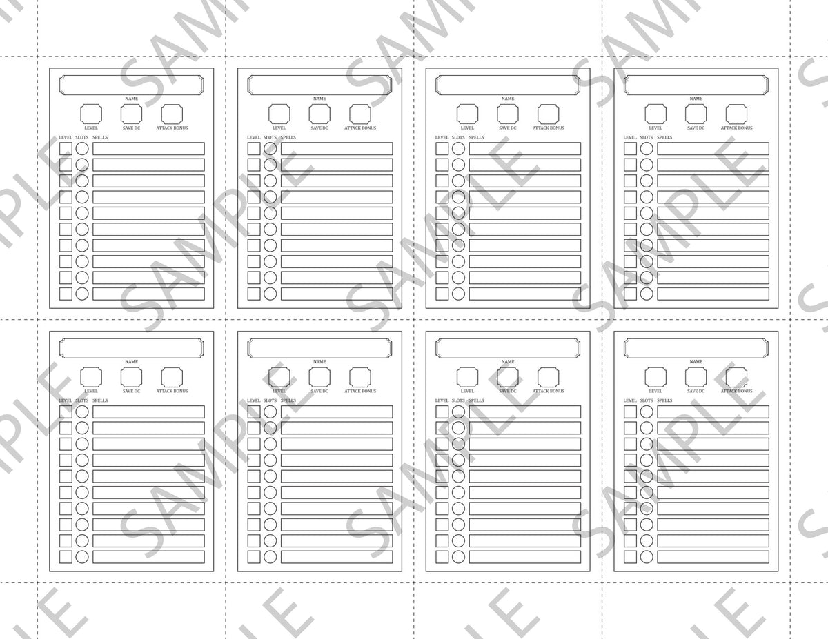 Fillable Spellcaster Cards 5E PDF The Arcane Library