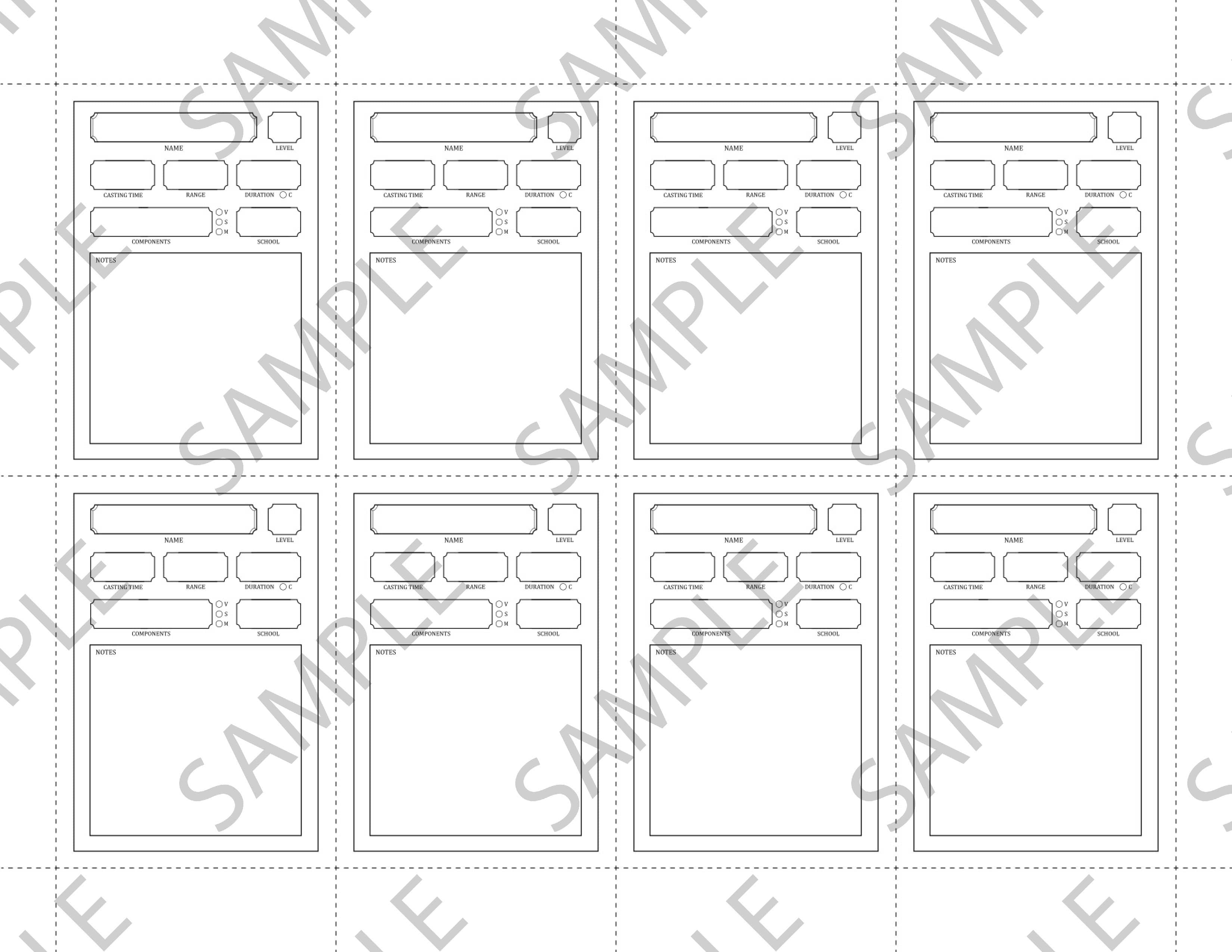 Fillable Spell Cards (5E) - The Arcane Library