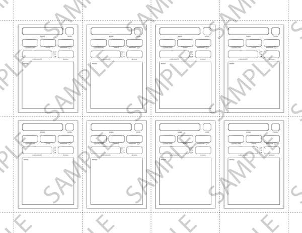 Fillable Spell Cards (5E - PDF) - The Arcane Library