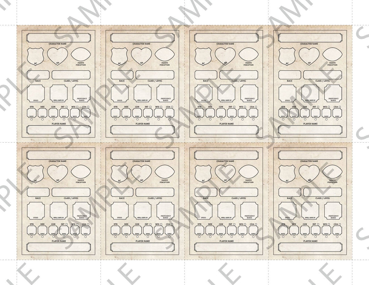 Fillable PC Cards (5E - PDF)
